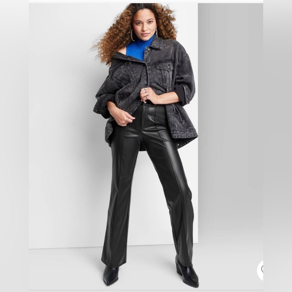 wild fable Pants - Women's Black High-Rise Faux Leather Flare Pants - Wild Fable™